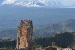 "Mt. Etna from Teatro Antico di Taormina", Ancient Structure in Taormina, Sicily, Italy