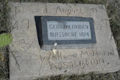 "Marker Placed in 1959 on proposed Six-Mile Creek Site on the Kansas Plains" I, (Cheyenne massacre of the John German Family 9-11-1874), 27 miles East of Ft. Wallace, KS